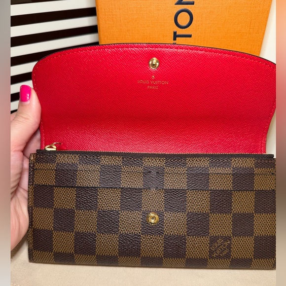 Louis Vuitton Damier Ebene Wallet with Red Accent NEW - Picture 6 of 15